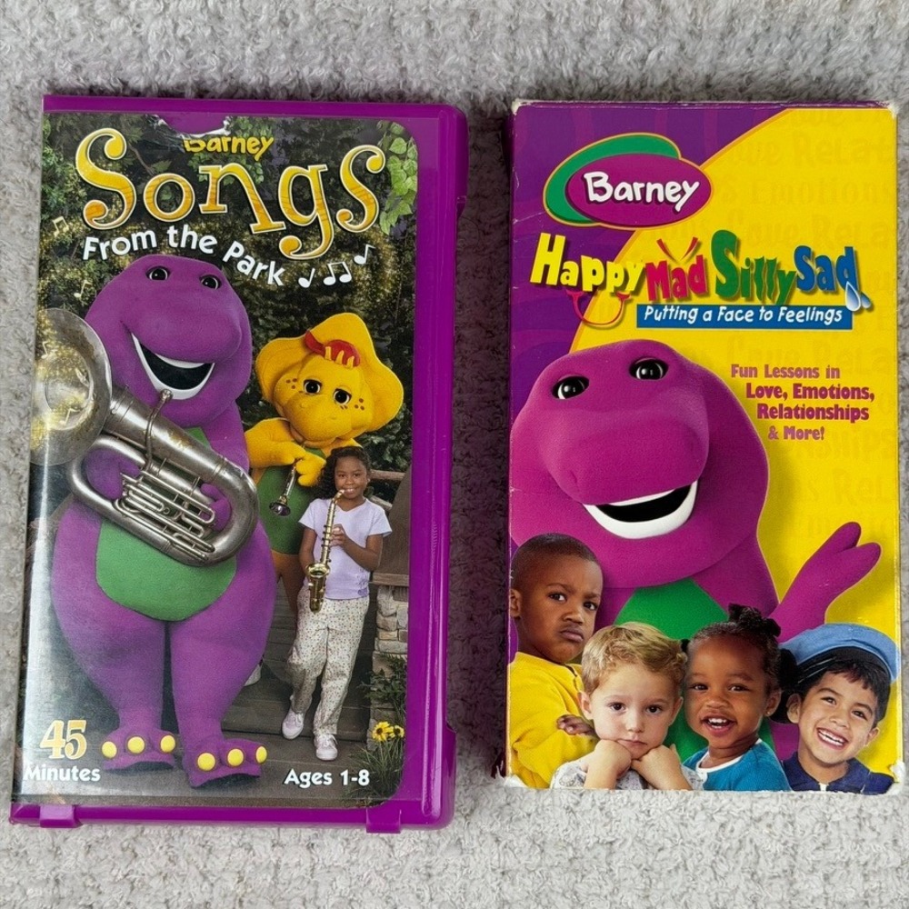 Barney VHS Bundle‎ Songs From the Park & Happy Mad Silly Sad Kids Tape Classic